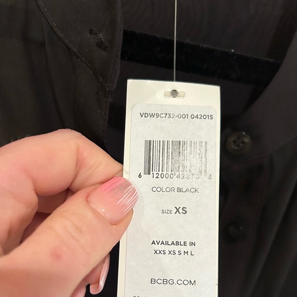 BCBG sheer black button up flowy romper with elastic waist band XS vacation - Picture 3 of 4